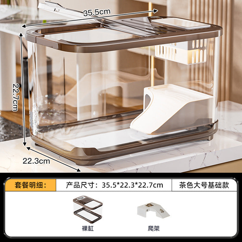 Carefully Selected Accessible Luxury Fish Tank, Household High-End Transparent Living Room Landscaping Ecological Tank with Lid, Entrance Decoration, Plastic Aquarium