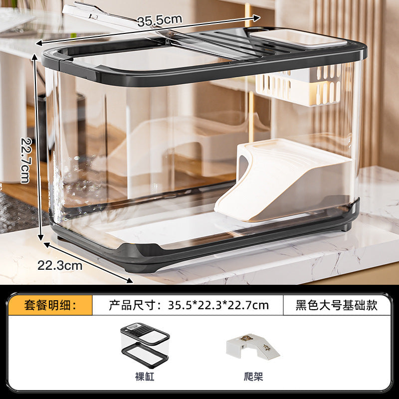 Carefully Selected Accessible Luxury Fish Tank, Household High-End Transparent Living Room Landscaping Ecological Tank with Lid, Entrance Decoration, Plastic Aquarium