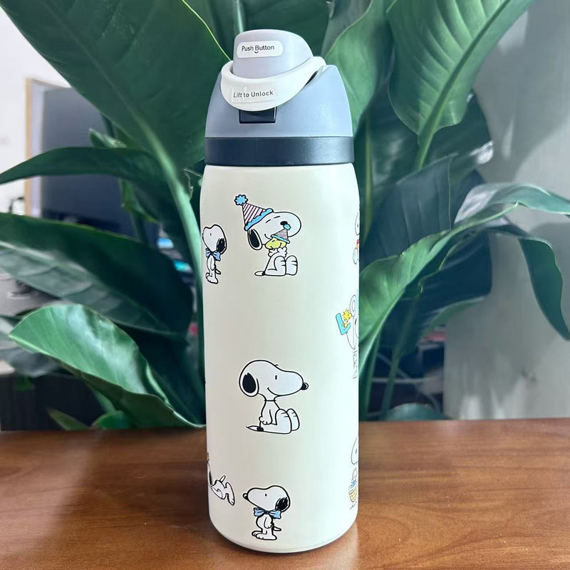 Cross-Border Fruit Cup Owala Style Thermos Cup Large Capacity Double-Layer Vacuum Sports Water Bottle Outdoor Handle Water Bottle
