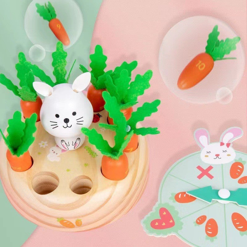 Children's simulation fishing insect-catching and radish-pulling multifunctional desktop game puzzle early education parent-child interactive wooden toy