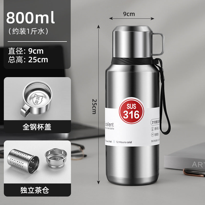 316 stainless steel liner vacuum all-steel thermal Pot Men's outdoor travel mountaineering portable large capacity thermal insulation Cup
