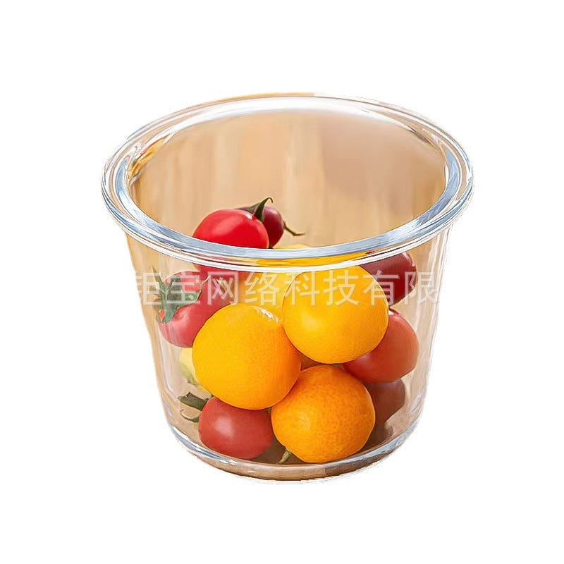 Glass Round Soup Bowl Food-Grade Sealed High-Temperature Resistant Microwave-Safe Preservation Box Set Lunch Box Preservation Seal