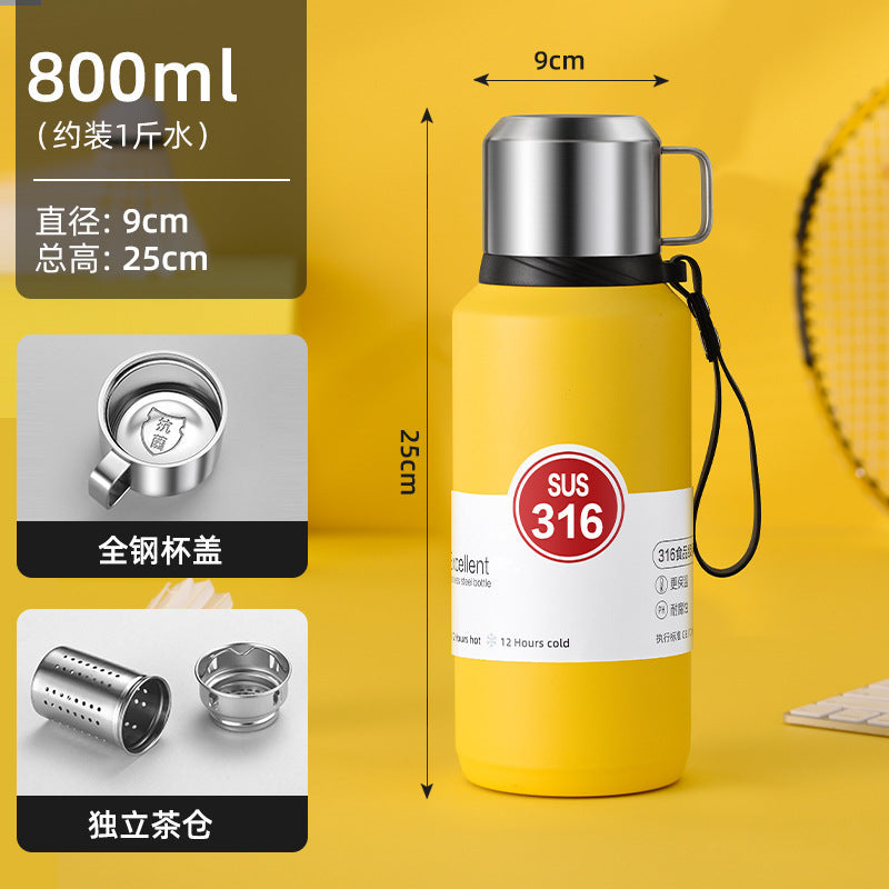 316 stainless steel liner vacuum all-steel thermal Pot Men's outdoor travel mountaineering portable large capacity thermal insulation Cup