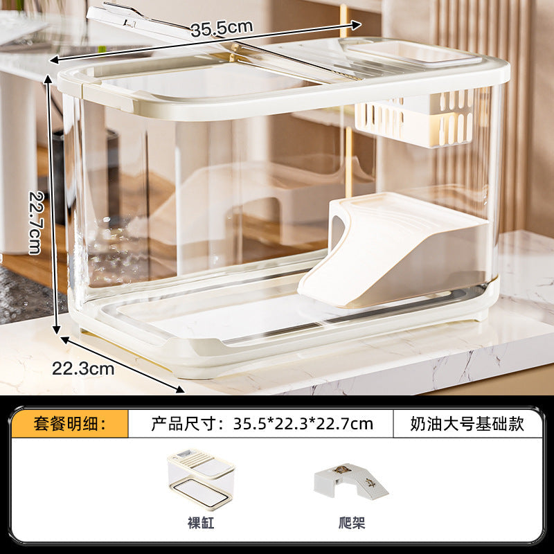 Carefully Selected Accessible Luxury Fish Tank, Household High-End Transparent Living Room Landscaping Ecological Tank with Lid, Entrance Decoration, Plastic Aquarium