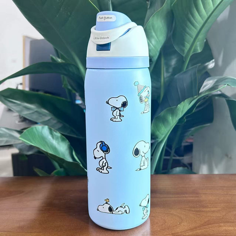 Cross-Border Fruit Cup Owala Style Thermos Cup Large Capacity Double-Layer Vacuum Sports Water Bottle Outdoor Handle Water Bottle