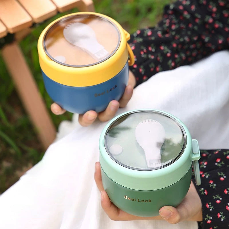 304 Stainless Steel Insulated Bowl Breakfast Cup Oatmeal Cup Wide Diameter Yogurt Bowl Porridge Jar Portable Fresh-Keeping Bowl Small Lunch Box