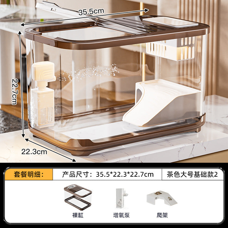 Carefully Selected Accessible Luxury Fish Tank, Household High-End Transparent Living Room Landscaping Ecological Tank with Lid, Entrance Decoration, Plastic Aquarium