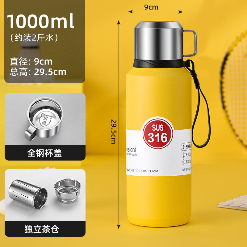 316 stainless steel liner vacuum all-steel thermal Pot Men's outdoor travel mountaineering portable large capacity thermal insulation Cup