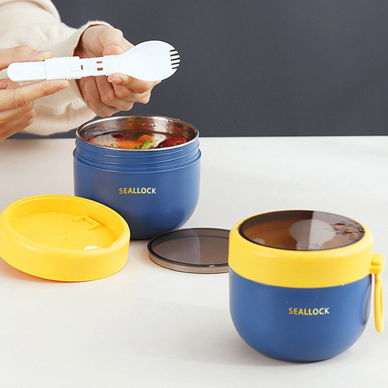 304 Stainless Steel Insulated Bowl Breakfast Cup Oatmeal Cup Wide Diameter Yogurt Bowl Porridge Jar Portable Fresh-Keeping Bowl Small Lunch Box