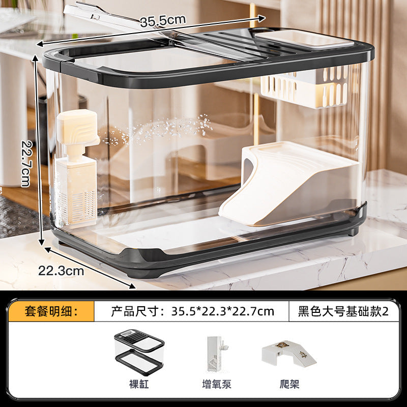 Carefully Selected Accessible Luxury Fish Tank, Household High-End Transparent Living Room Landscaping Ecological Tank with Lid, Entrance Decoration, Plastic Aquarium