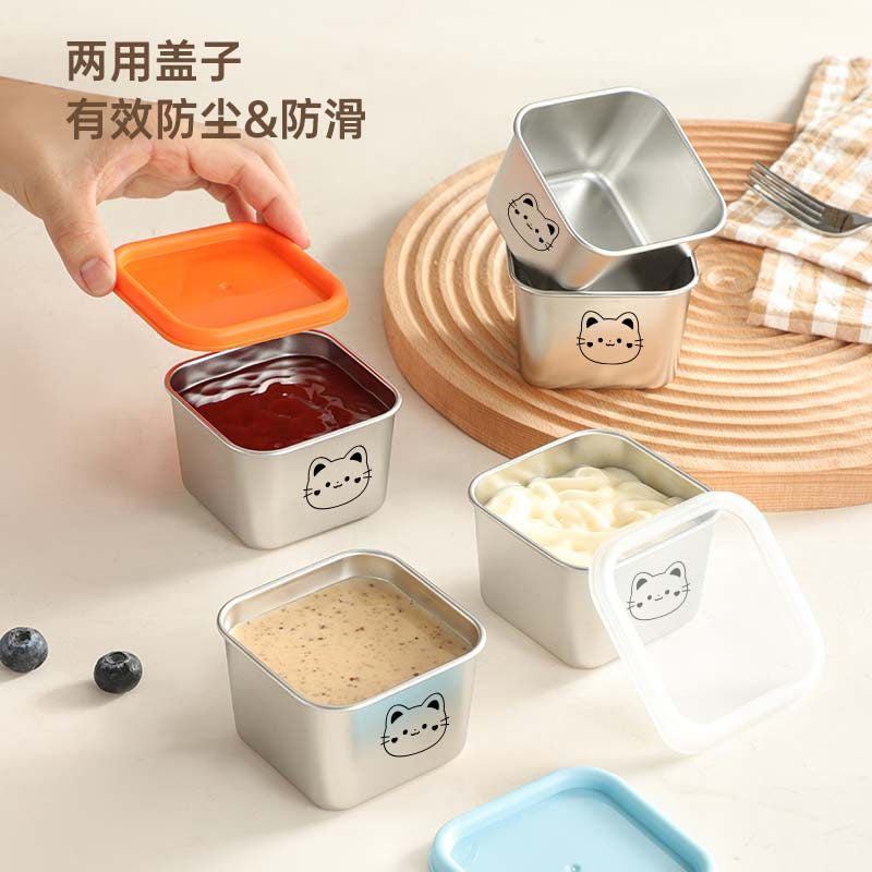 304 Stainless Steel Mini Sealed Tomato Salad Dressing Container with Lid, Portable Outdoor Seasoning Sauce Cup