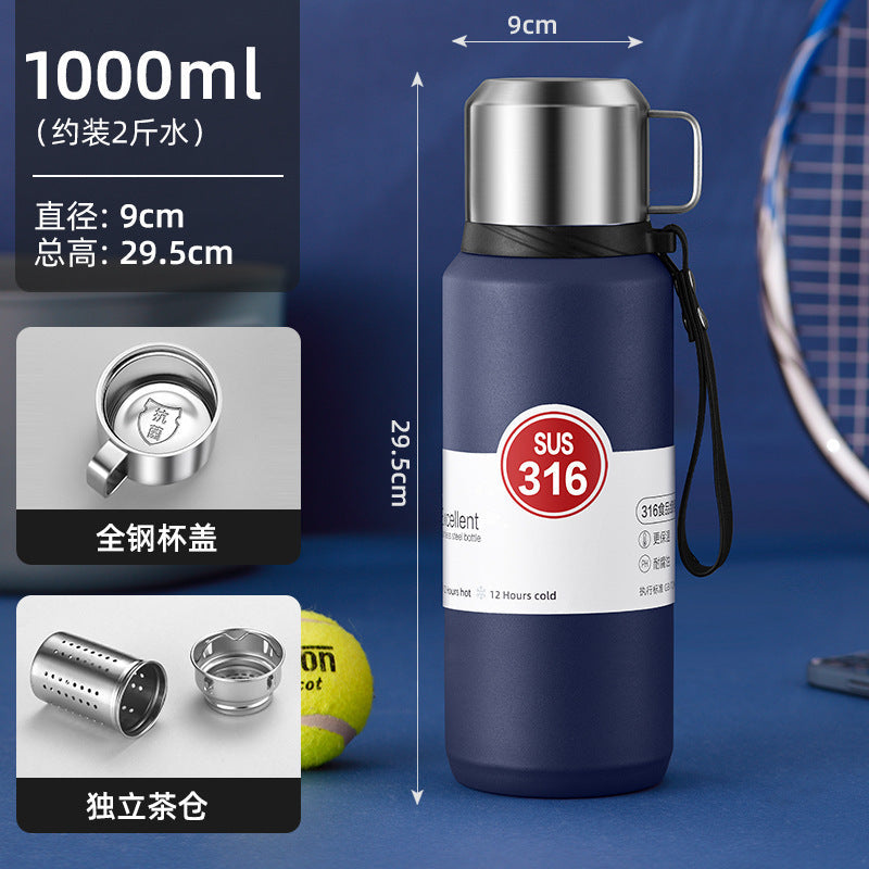 316 stainless steel liner vacuum all-steel thermal Pot Men's outdoor travel mountaineering portable large capacity thermal insulation Cup
