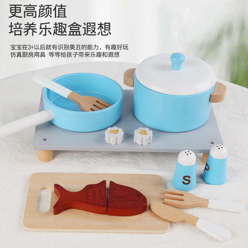 Kids Pretend Play Tea Set & Dessert Set, Role-Play Wooden Toys for Preschool Kindergarten, Imaginative Housekeeping Pretend Play
