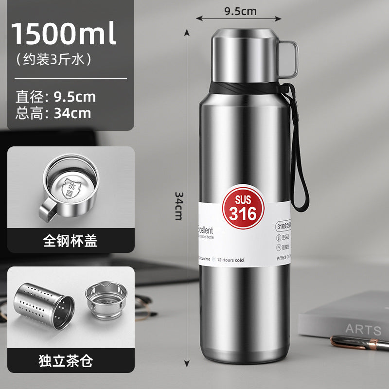 316 stainless steel liner vacuum all-steel thermal Pot Men's outdoor travel mountaineering portable large capacity thermal insulation Cup