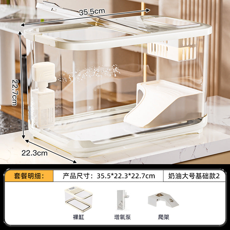 Carefully Selected Accessible Luxury Fish Tank, Household High-End Transparent Living Room Landscaping Ecological Tank with Lid, Entrance Decoration, Plastic Aquarium