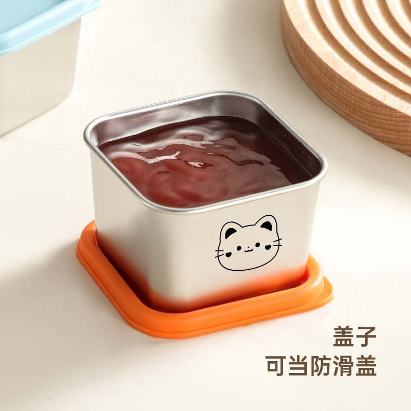 304 Stainless Steel Mini Sealed Tomato Salad Dressing Container with Lid, Portable Outdoor Seasoning Sauce Cup