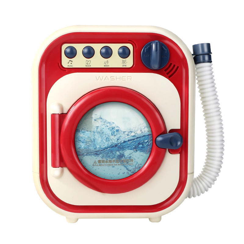 Kids Large Pretend Washing Machine, Water-Add Roller Electric Laundry Machine Toy to Wash Socks, Pretend Play Gift