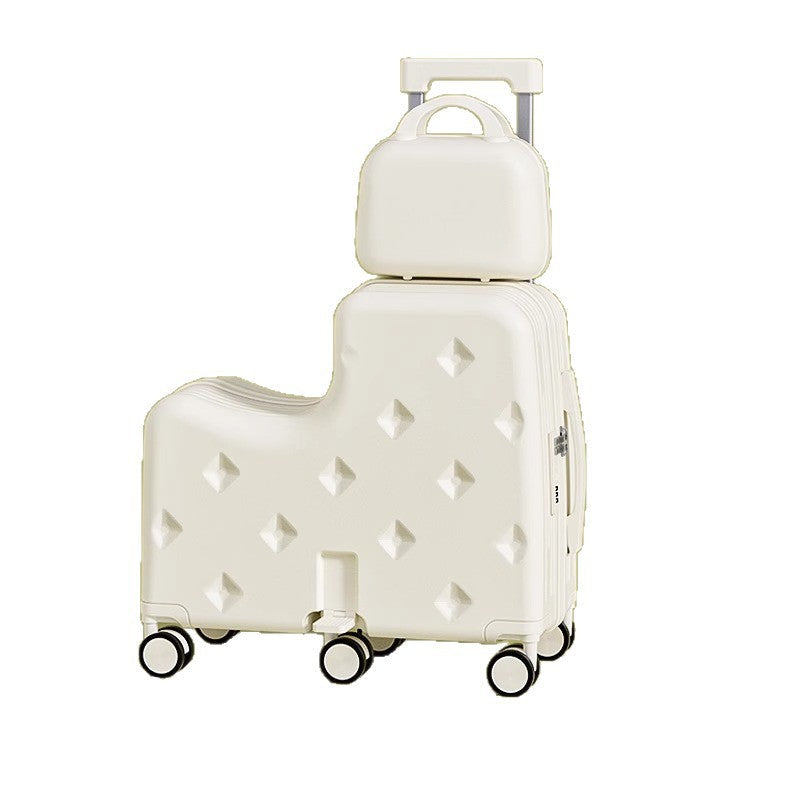 Kids Luggage Set, 2-Piece Suitcase with Nested Stroller, Can Sit On & Ride, 20-Inch Carry-On Travel Suitcase for Boys and Girls with Combination Lock