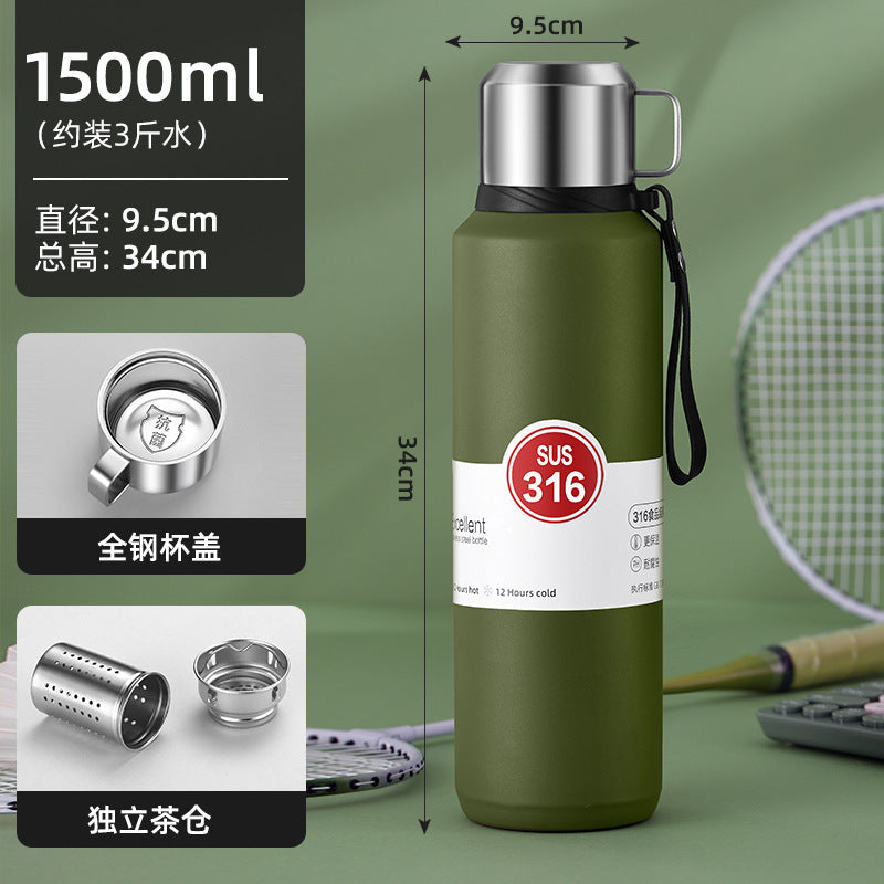 316 stainless steel liner vacuum all-steel thermal Pot Men's outdoor travel mountaineering portable large capacity thermal insulation Cup