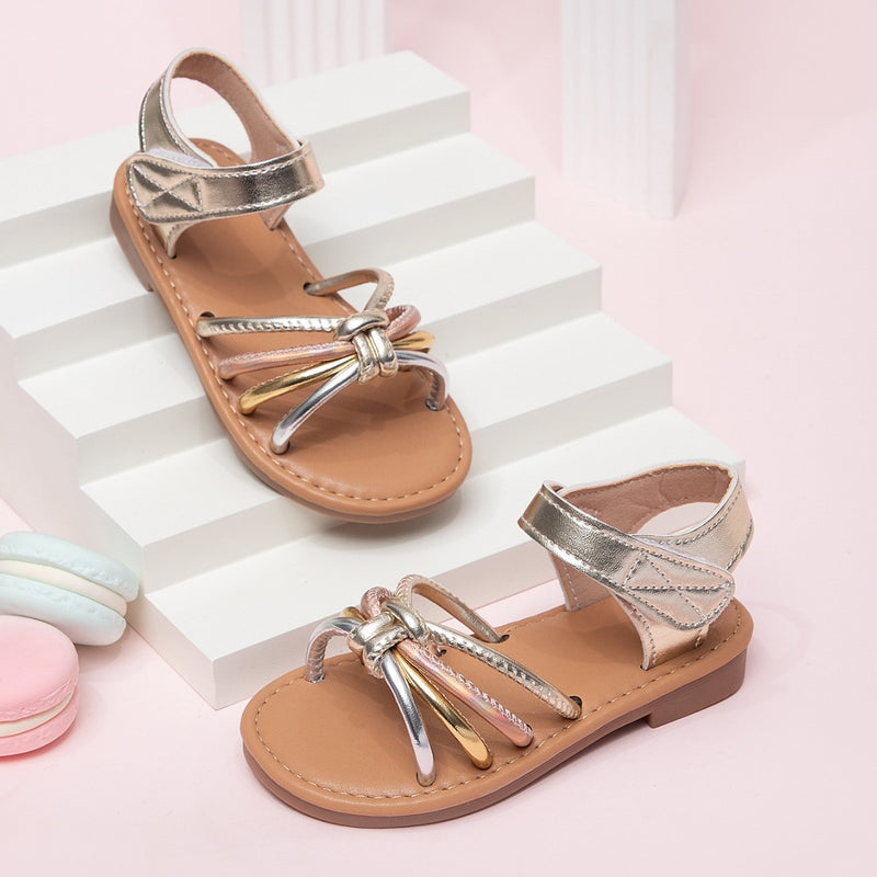 2026 Summer New Fashion Girls’ Sandals Vintage Open-Toe Beach Shoes Soft Sole Comfortable Versatile Princess Shoes
