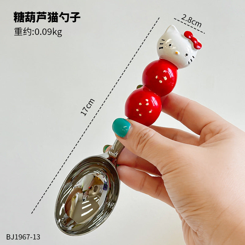 Cute Cat Spoon for Personal Use, High-End and Exquisite Ice Cream Spoon for Girls, Food-Grade Apple Corer