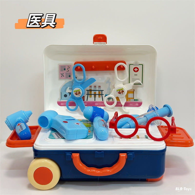 Happy Little Chef Trolley Box Meal Kitchen Utensils Doctor Makeup Craftsman Kidsren's Play House Toys Educational Baby
