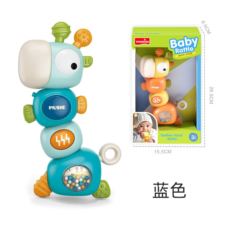 Baby Multi-Function Hand-Crank Rattle Bed Bell with Twisting Sound & Lights, Teething Chew Toy for Ages 0-3, Soothing Newborn Rattle
