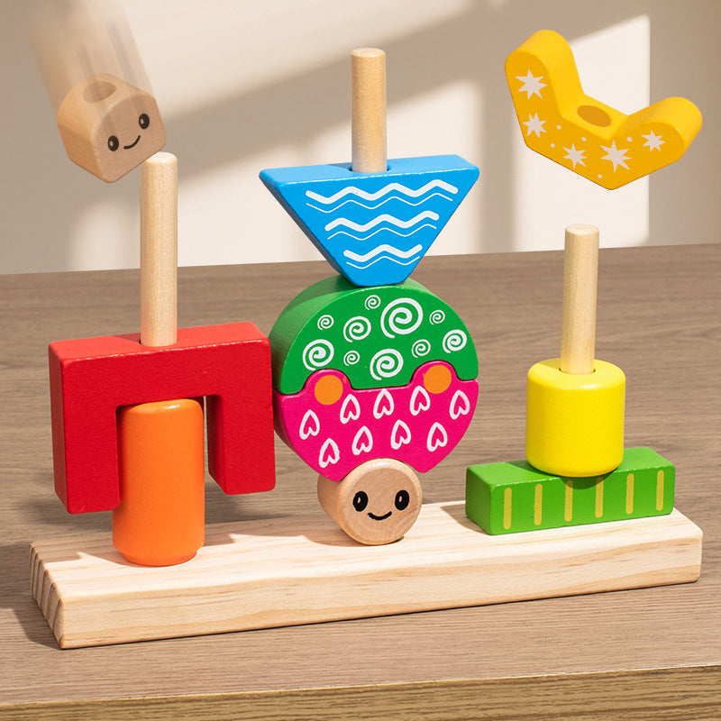 Day and Night Creative Pile Matching Building Blocks 2-3 Years Old 6 Baby Enlightenment Early Education Puzzle Board Game Toy Kindergarten
