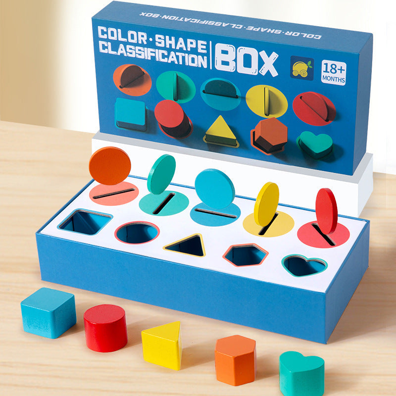 Montessori Teaching Aids for Babies, Geometric Shape Classification Box, Cognitive Matching, Color Recognition, Suitable for Children Aged 4 to 6 Years Old