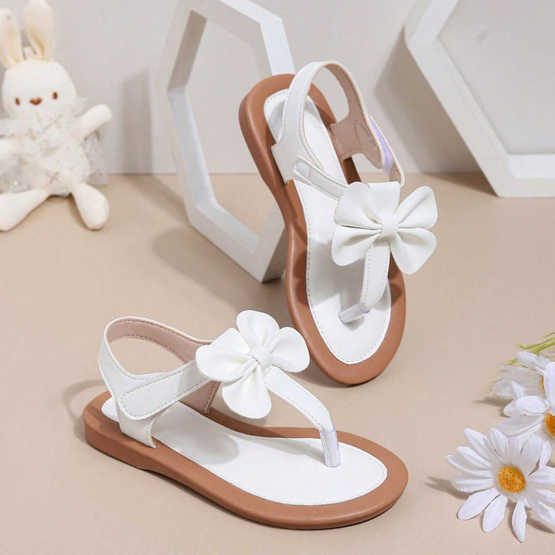 Cross-Border Trade Children’s Sandals with Bow, Toe-Open Soft Sole, Thong-Style Outdoor Beach Sandals