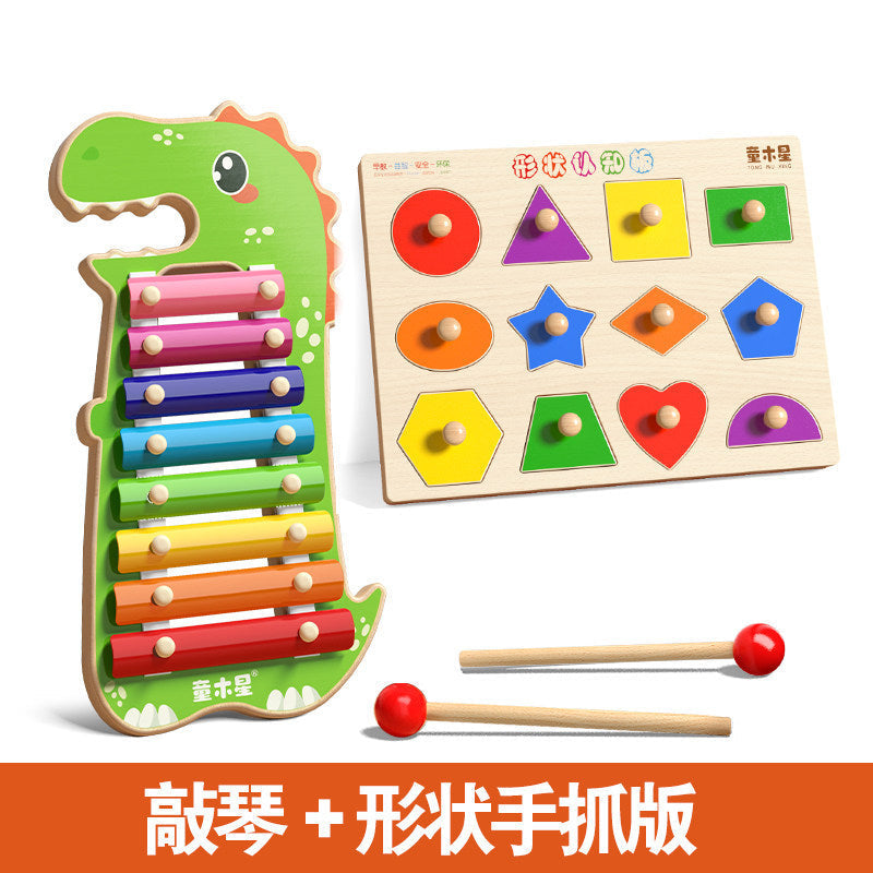 Kids Musical Toy Hand-Drum Wooden Xylophone Baby Music Percussion Instrument Gift Educational Early Learning Toy