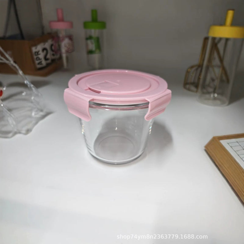 Glass Round Soup Bowl Food-Grade Sealed High-Temperature Resistant Microwave-Safe Preservation Box Set Lunch Box Preservation Seal