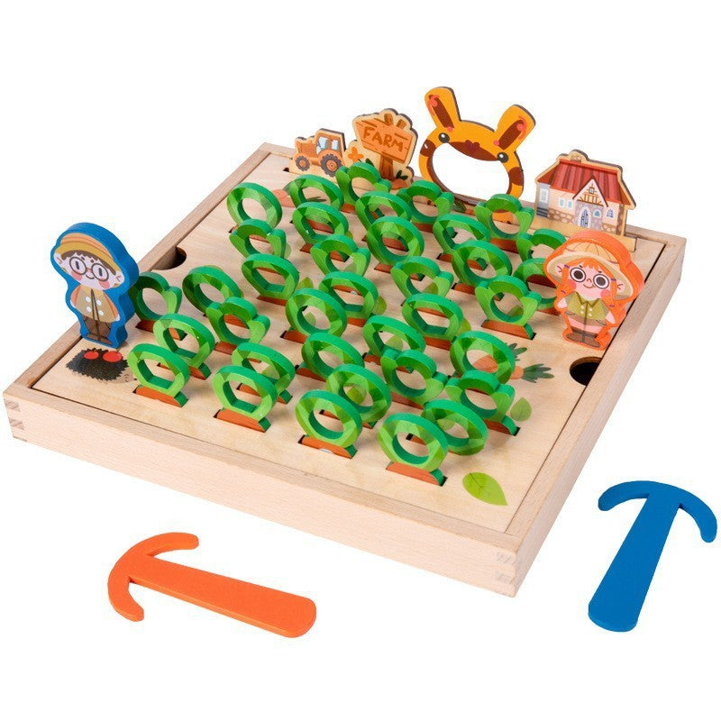 Children's simulation fishing insect-catching and radish-pulling multifunctional desktop game puzzle early education parent-child interactive wooden toy