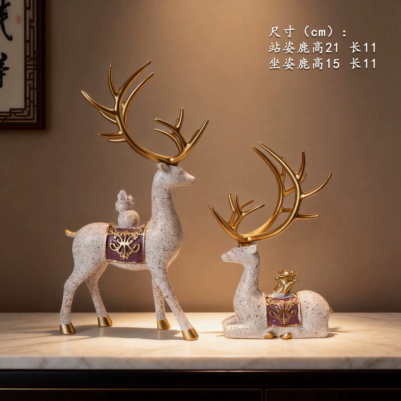 Wealth-Bringing Deer Sand Art Sandglass Flowing Display, Premium Home Decor for Living Room Wine Cabinet, Entryway & TV Console, New Home Gift