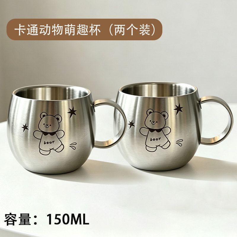 304 Stainless Steel Anti-Bacterial Kids Water Cup, Heat-Resistant and Drop-Proof Toddler Drinking Cup, Nursery Baby Milk Cup for Home