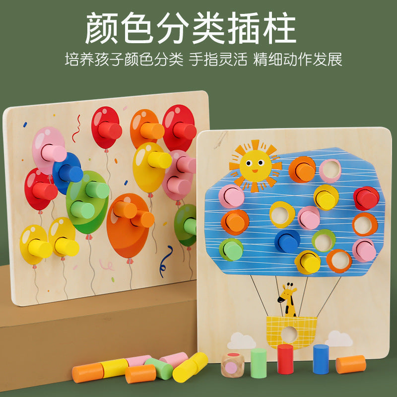 Educational Puzzle Board for Children, Color Recognition, Classification, Matching, Insert Columns, Concentration Training, Kindergarten Shape Matching