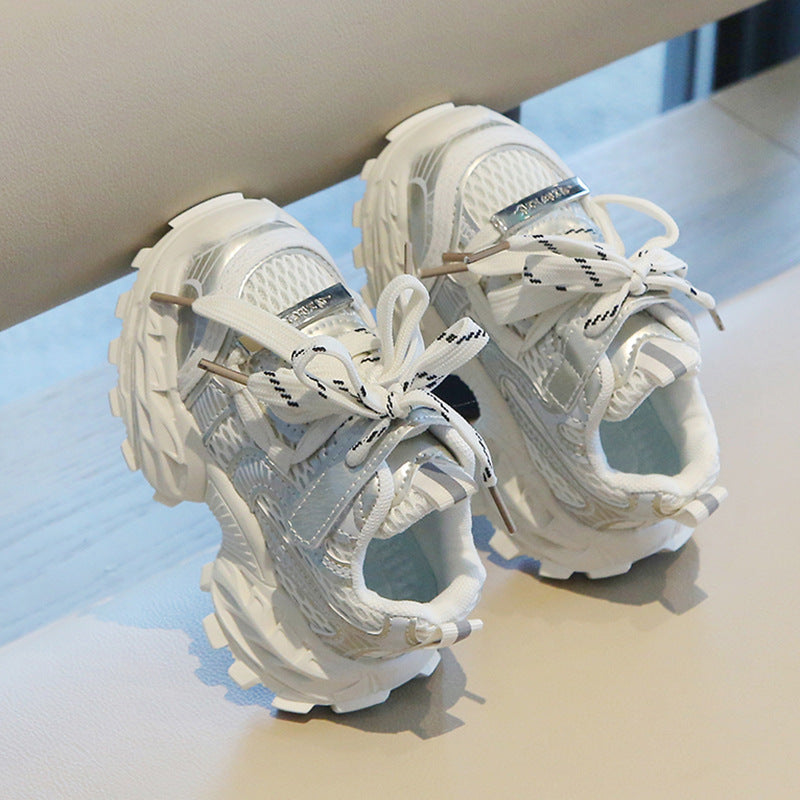 Kids Sneakers, Breathable Mesh Spring & Autumn Shoes for Girls & Boys, Fashion Chunky Platform “Dad” Shoes, Tire Sole