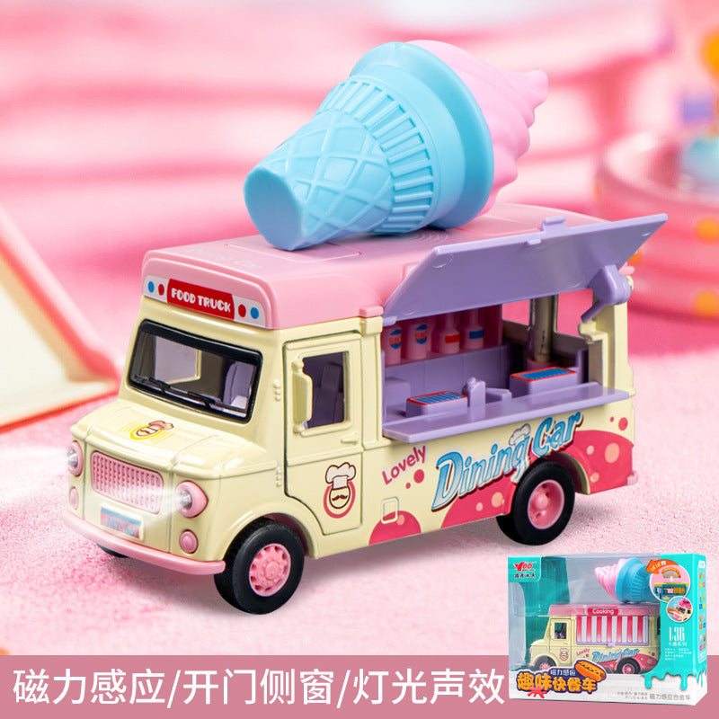 Magnetic Alloy Ice Cream Burger & Popsicle Playset for Kids (Boys & Girls) — Pretend Kitchen Toy Cart