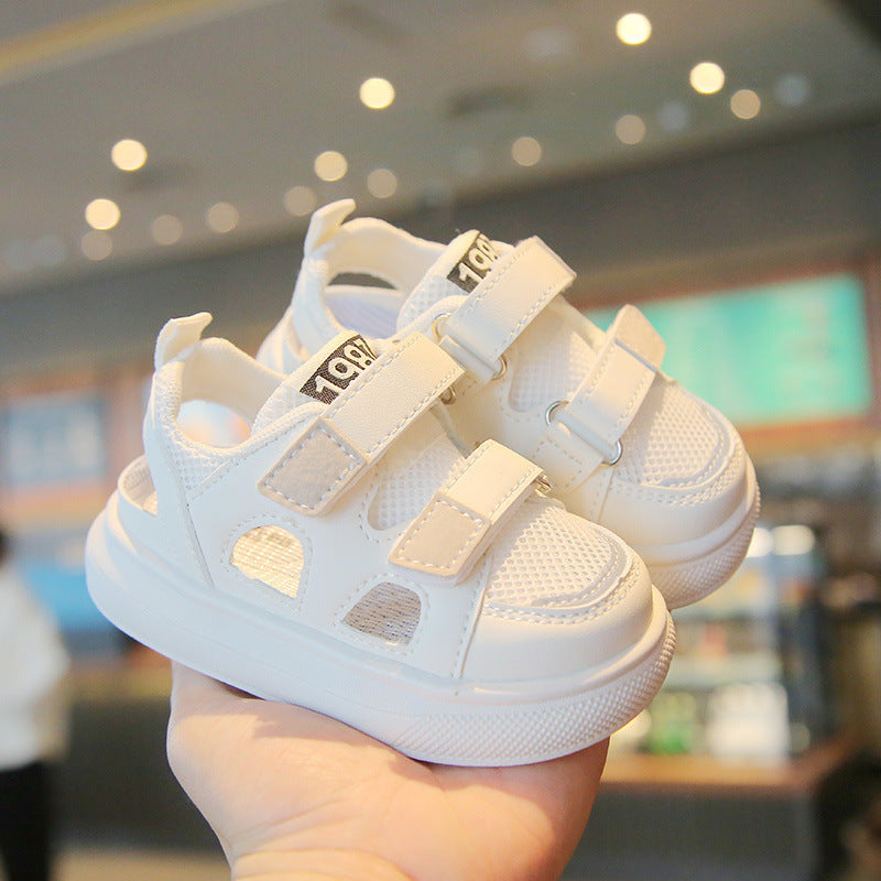 Summer Kids Sandals Closed-Toe Soft Sole Non-Slip Baby Shoes for Boys and Girls Hook-and-Loo