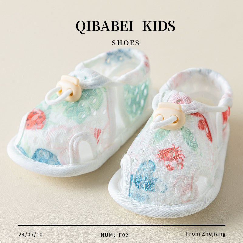 QIBABEI Summer Baby Shoes, Breathable Mesh Soft Sole 0-1 Year Old First Walkers Shoes, Unisex Baby Indoor Shoes