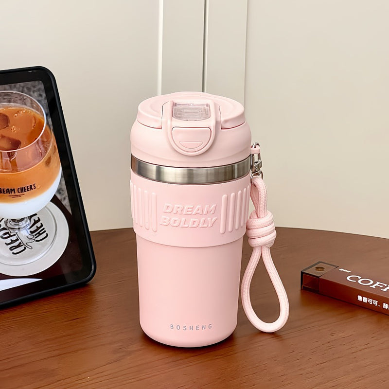 Cute Thermos Cup for Good-Looking Girls 316 Stainless Steel Coffee Cup Student Straw Cup Cold-Keeping Handy Water Cup