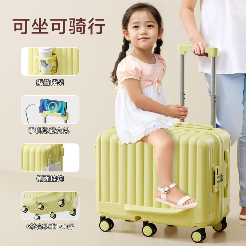 Kids Suitcase Ride-on Carry-On Trolley for Boys & Girls, 20-Inch Small Roller Luggage, Travel Essential
