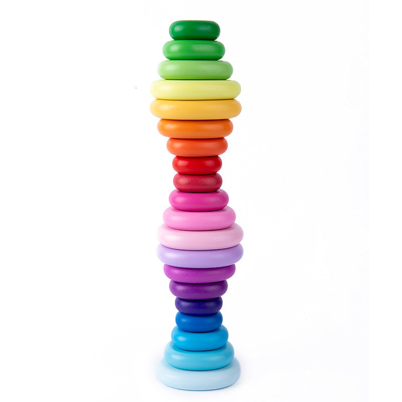 Rainbow Healing Stones Baby Color Cognitive Imagination Training Children's Educational Stacking High Assembling Toys