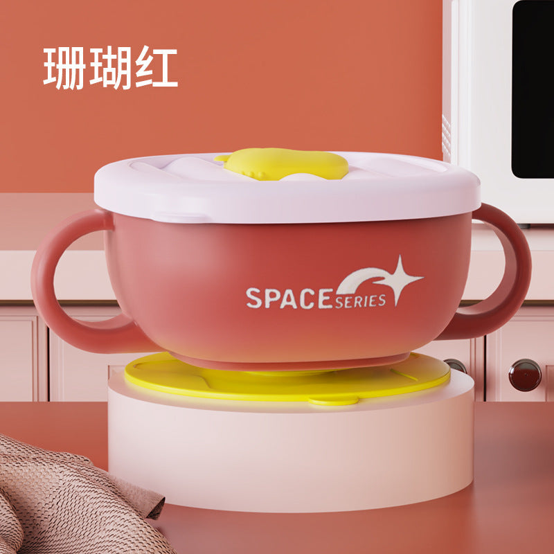 Jiayi Baby Children's Bowl Anti-Scalding and Fall-Resistant 316 Stainless Steel Bowl Baby Food Bowl Suction Cup Bowl Binaural Bowl Wholesale
