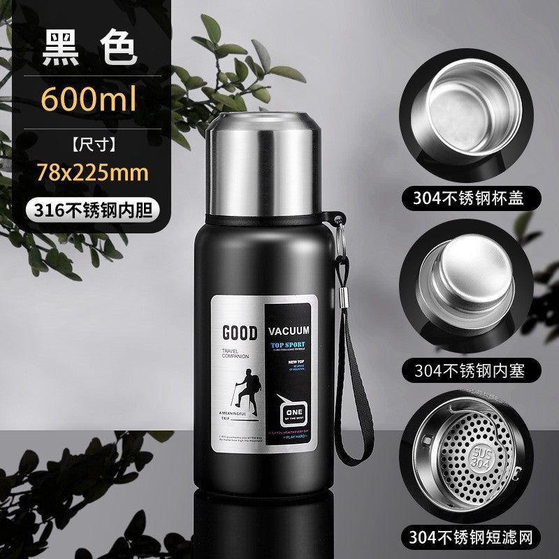 316 stainless steel liner vacuum all-steel thermal Pot Men's outdoor travel mountaineering portable large capacity thermal insulation Cup