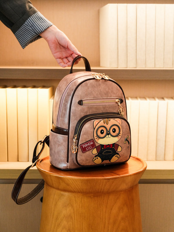 2026 New Women’s Backpack, Versatile Color-Block Cartoon Casual Travel Bag, Minimalist School Bag, Large Capacity, Commuter Daypack