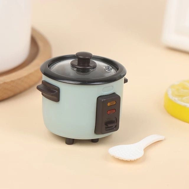 Miniature mini rice cooker model doll house mini kitchen food play 1:12 play rice cooker with rice spoon