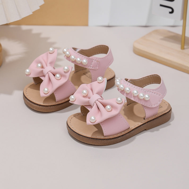 Girls' Bow Princess Sandals 2025 Summer New Style Korean Soft-Soled Shoes Kids Open-Toe Beach Sandals