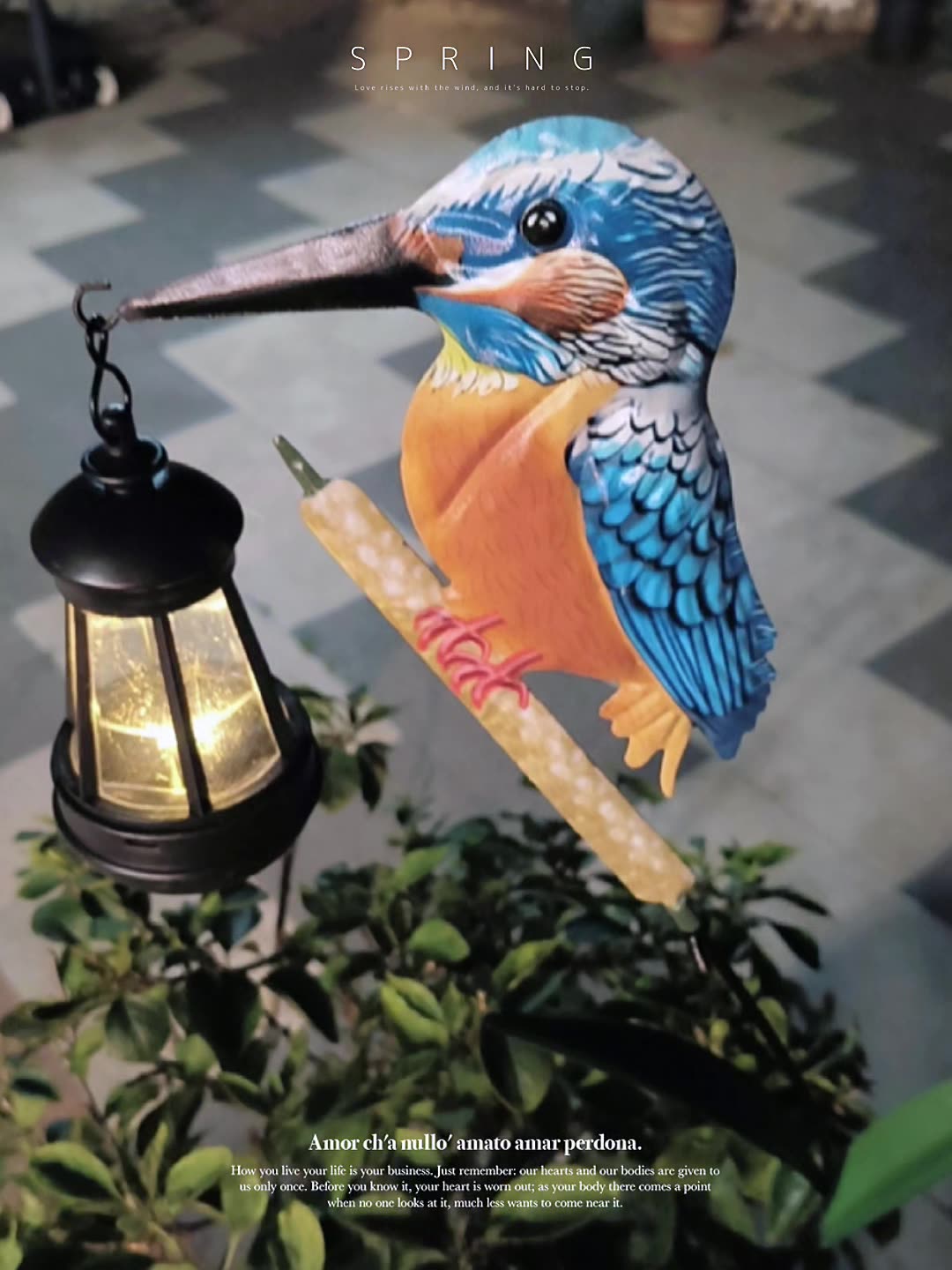 Creative New Solar Bird Lantern Outdoor Landscape Lamp Garden Courtyard Lawn Decoration Iron Crafts
