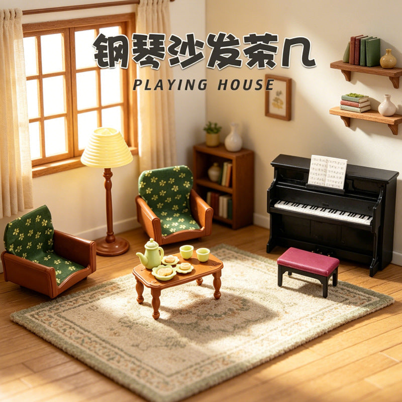 Mini Scene Playset Toy Dollhouse Double-Door Refrigerator Miniature for Pretend Play, Realistic Model